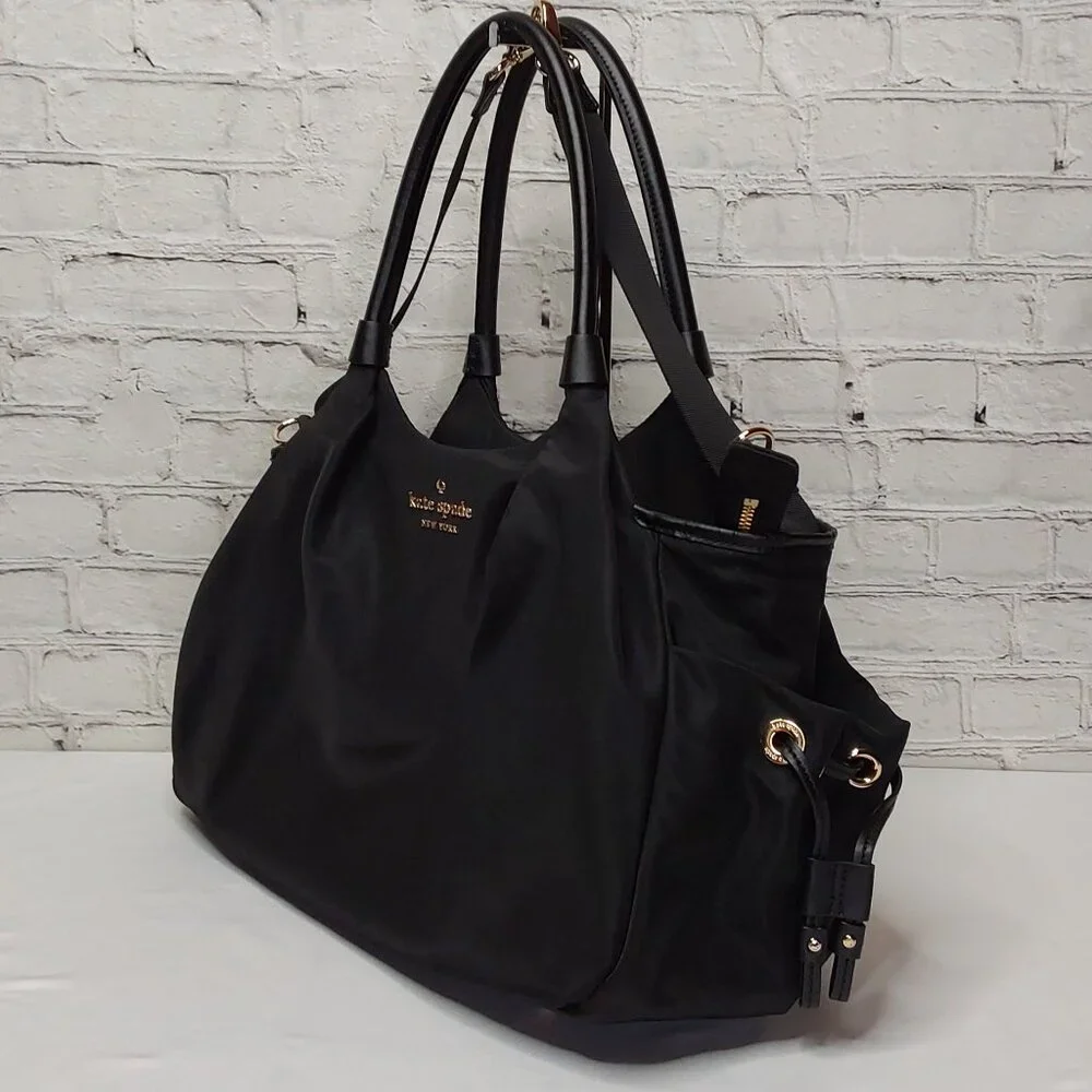 KATE SPADE 'KOĹI' TOTE LEATHER TRIM DELUXE DIAPER BAG UNISEX EMBOSSED HARDWARE